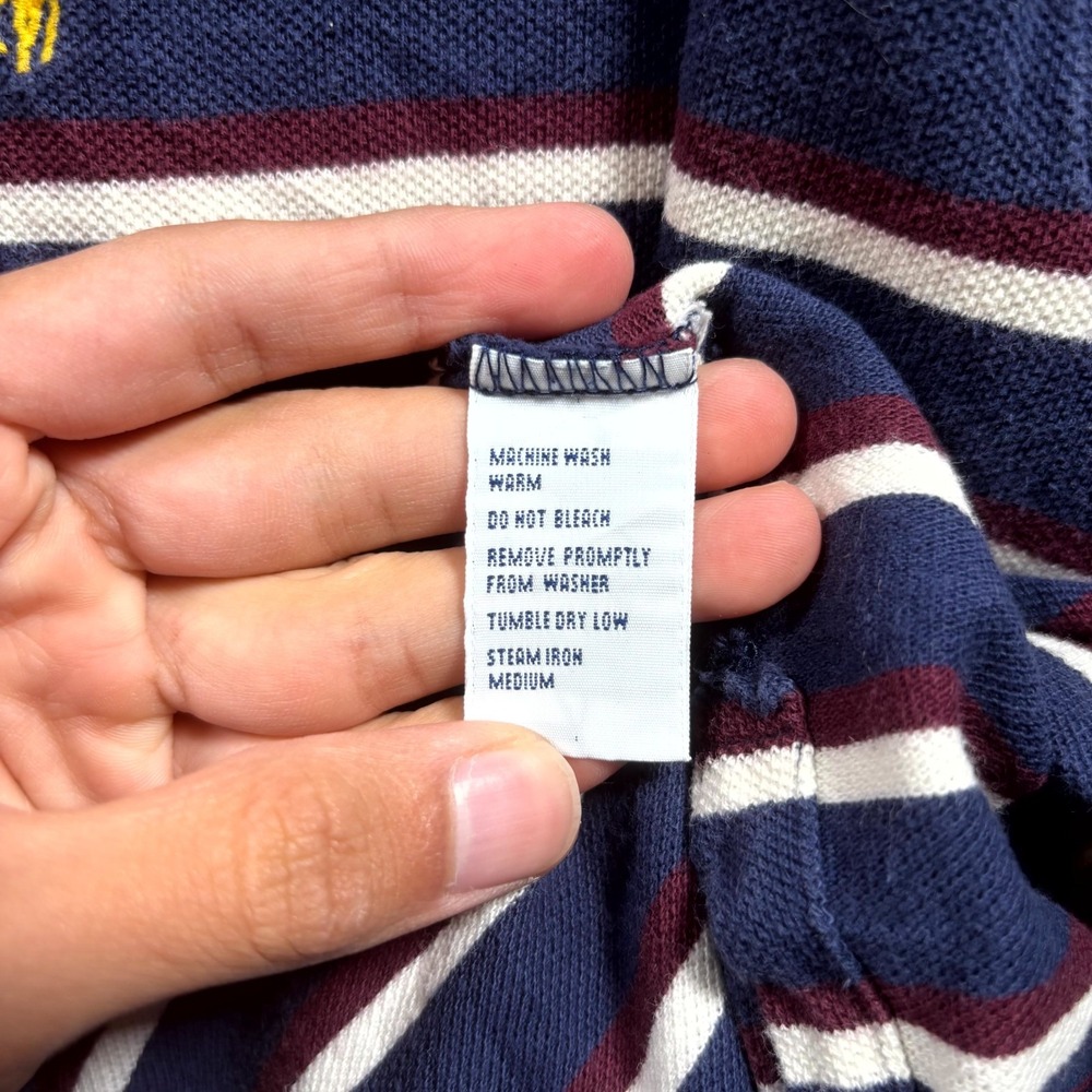 Vintage Polo Ralph Lauren Shirt Men's Large Blue Striped Knit Cotton Pony Logo - Picture 10 of 13